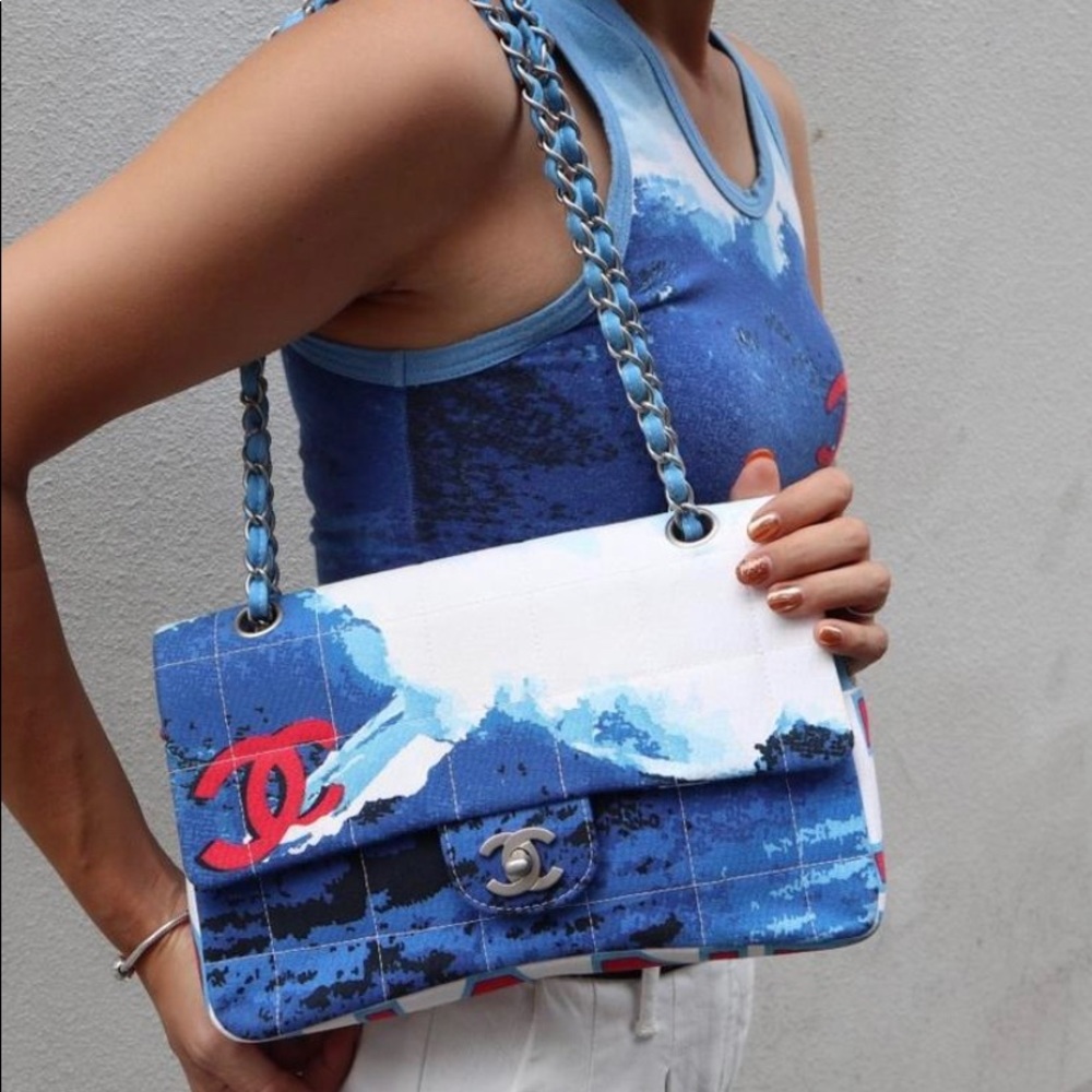 Chanel Surf Wave handbag Authentic Purse ocean - Picture 8 of 9